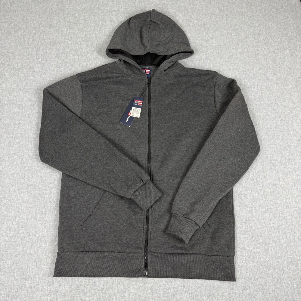 Phat Farm Mens Medium Charcoal Gray Full Zip Hoodie Fleece Sweatshirt